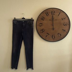 ZARA Black jeans embellished pink thread stitching